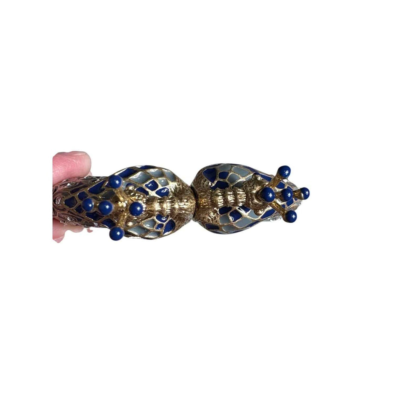Vintage Gold Plated Peacock Bangle with Faux Saphires and Diamonds