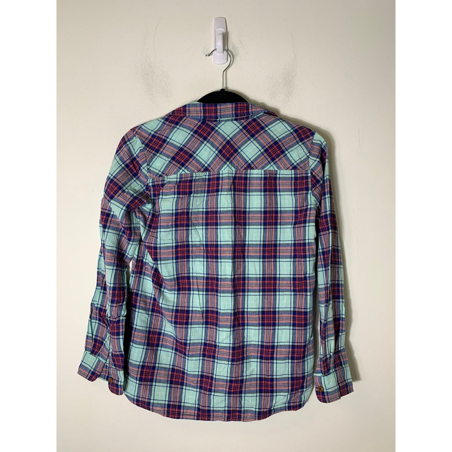 J. Crew Long Sleeve Blue and Red Plaid Button Up Shirt Sz 2