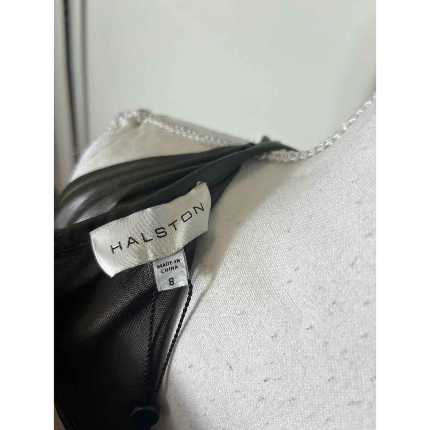 NWT Halston Dark Green "Noah Dress in Pleated Leather" Sz 8