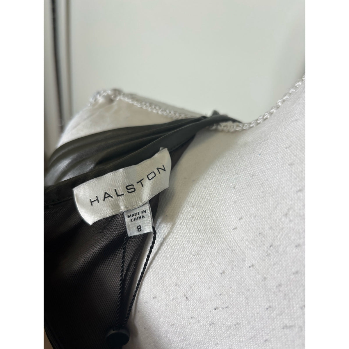 NWT Halston Dark Green "Noah Dress in Pleated Leather" Sz 8