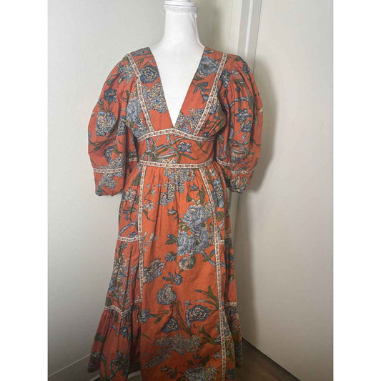 Love the Label Orange Floral Maxi Dress Sz S