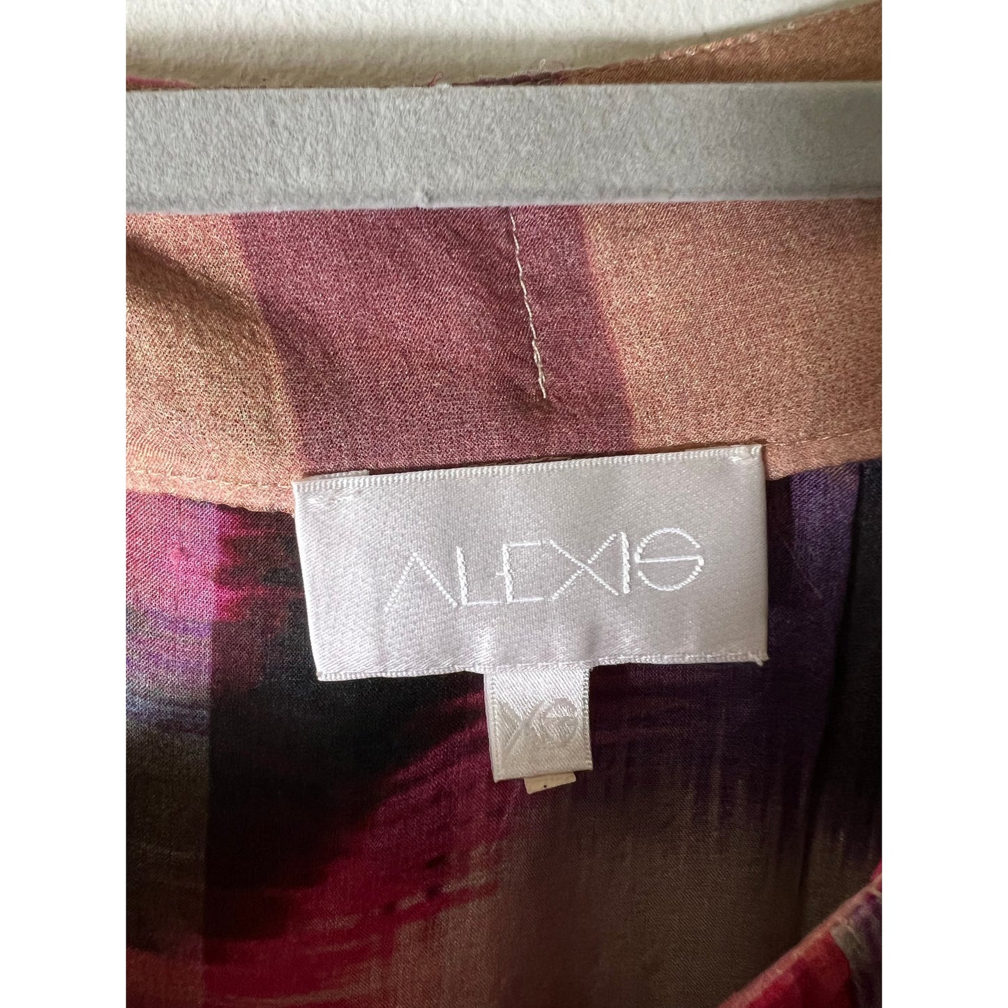Alexis Multicolor Silk Long Sleeve Sheer Top Sz XS