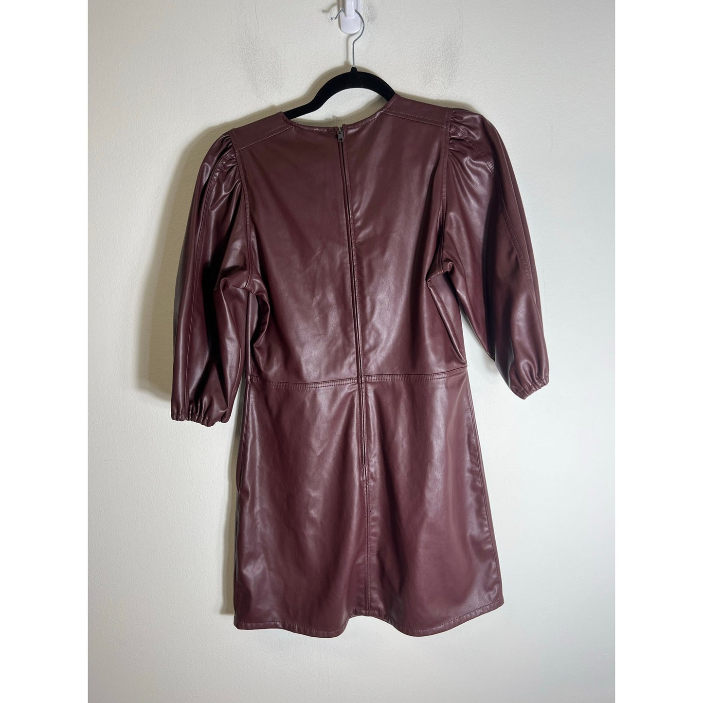 H& M Ox Blood Faux Leather Mini Dress Sz s