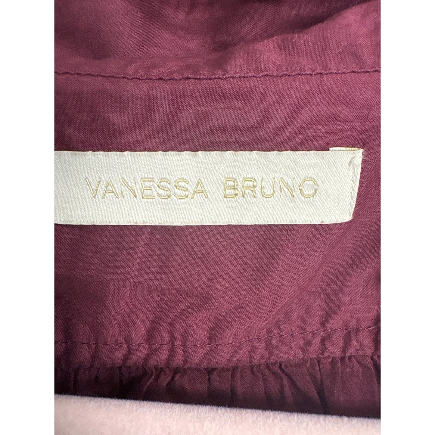 Vanessa Bruno Burgandy Cotton V Neck Top Sz XS/S