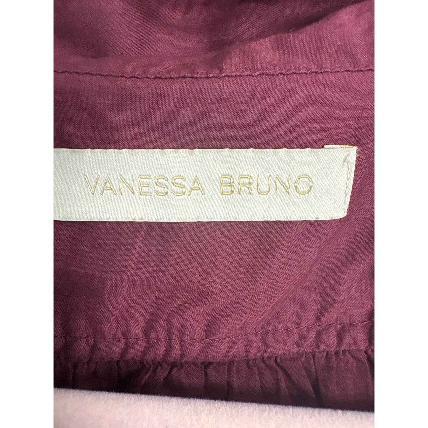 Vanessa Bruno Burgandy Cotton V Neck Top Sz XS/S
