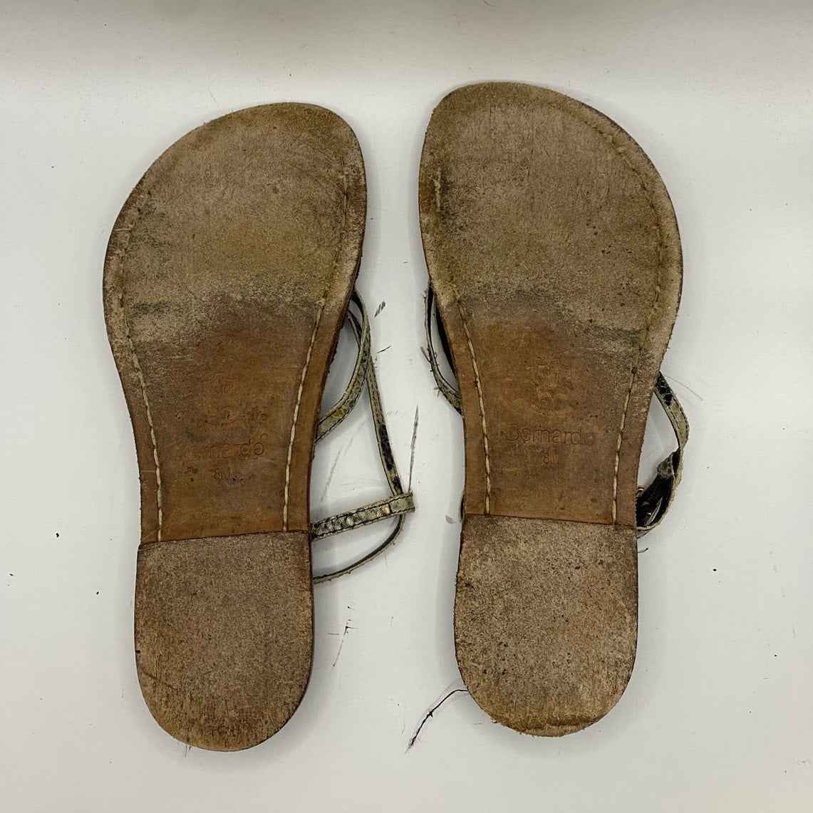 Bernardo Gold Snake Skin Strappy Flat Sandals Sz 8