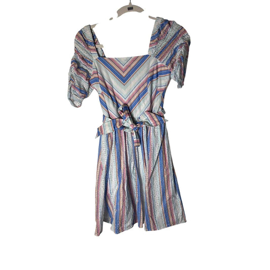 Shonshanna Multicolor Stripe Eyelet Cotton Dress. Ties at the Waist Sz 2