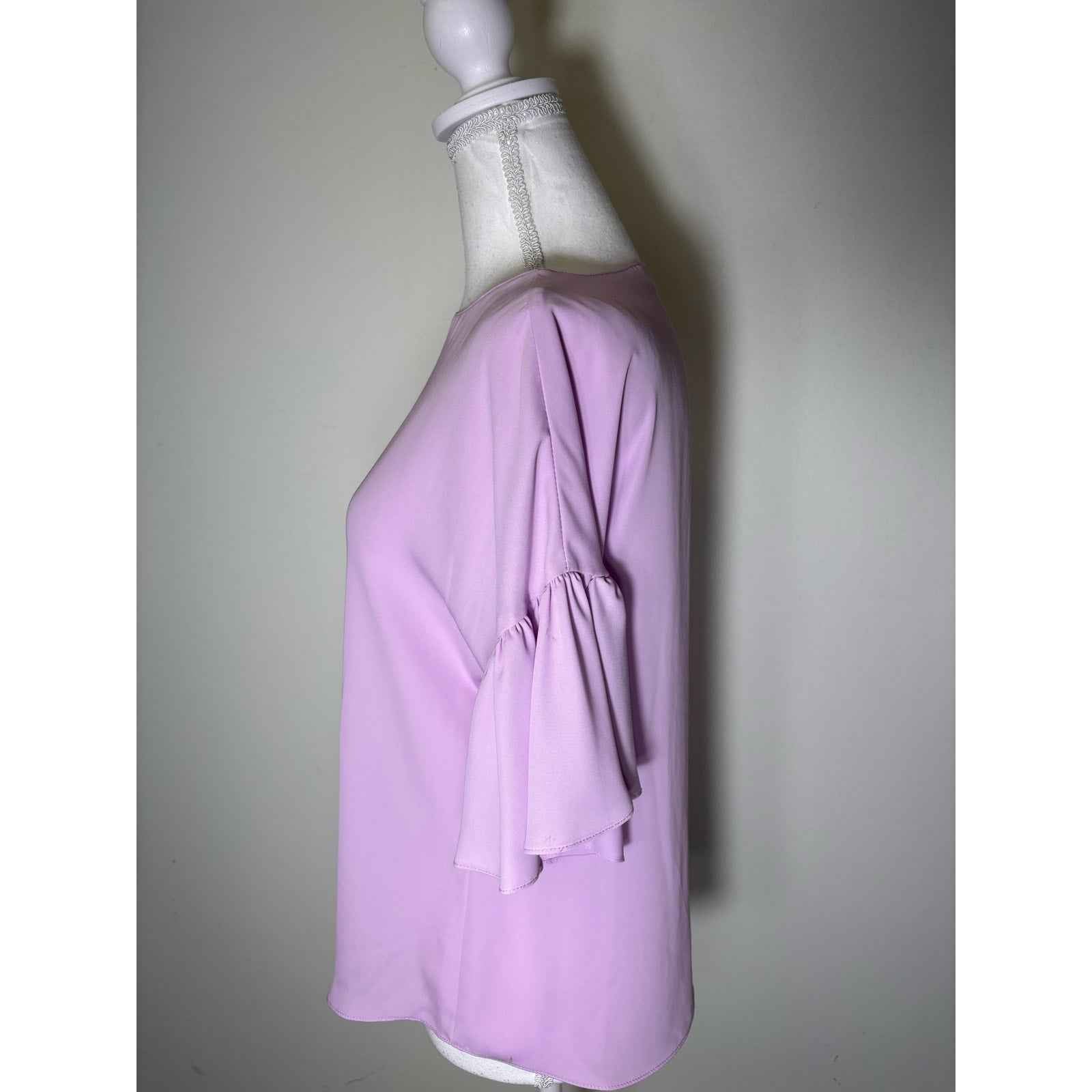 Amanda Uprichard Ruffle Short Sleeve Flowy Lavendar Blouse Sz S