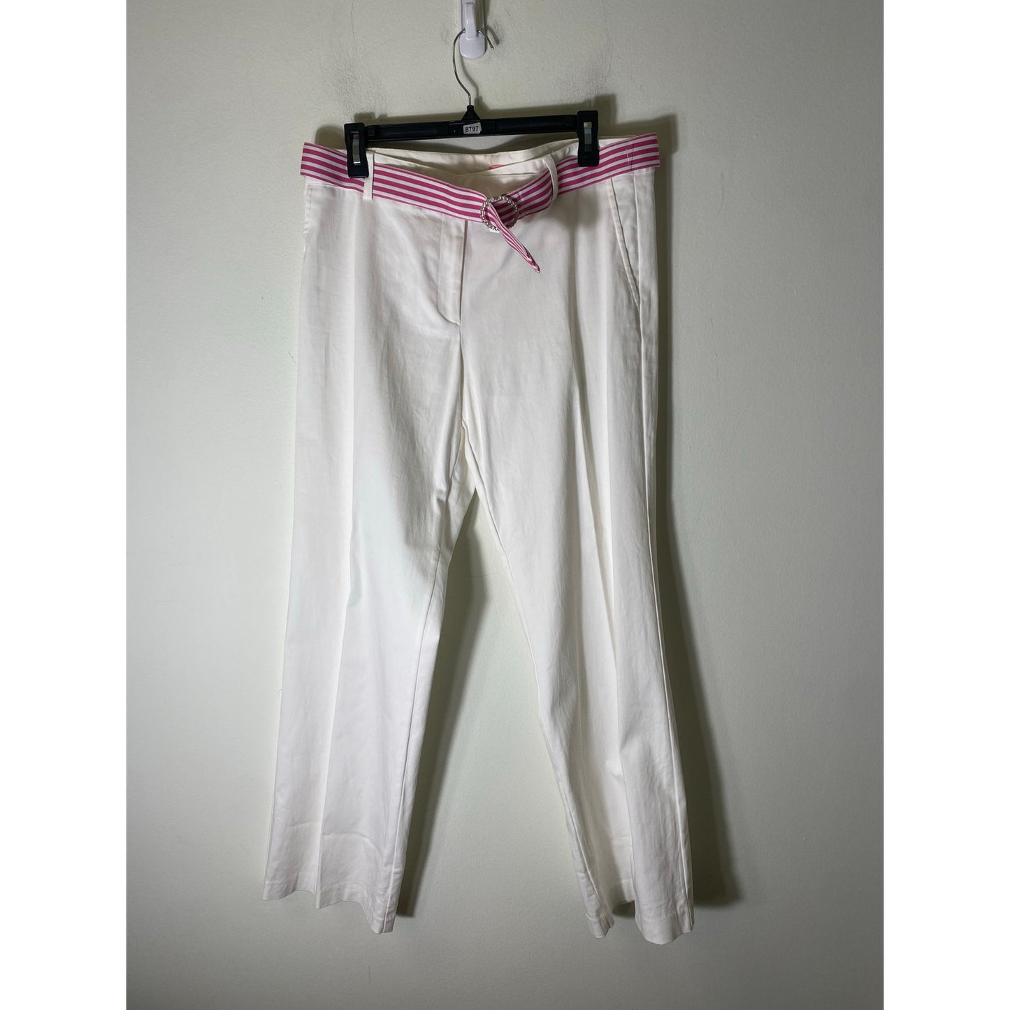 Sam Ty White Slacks W Grossgrain Belt Sz 14
