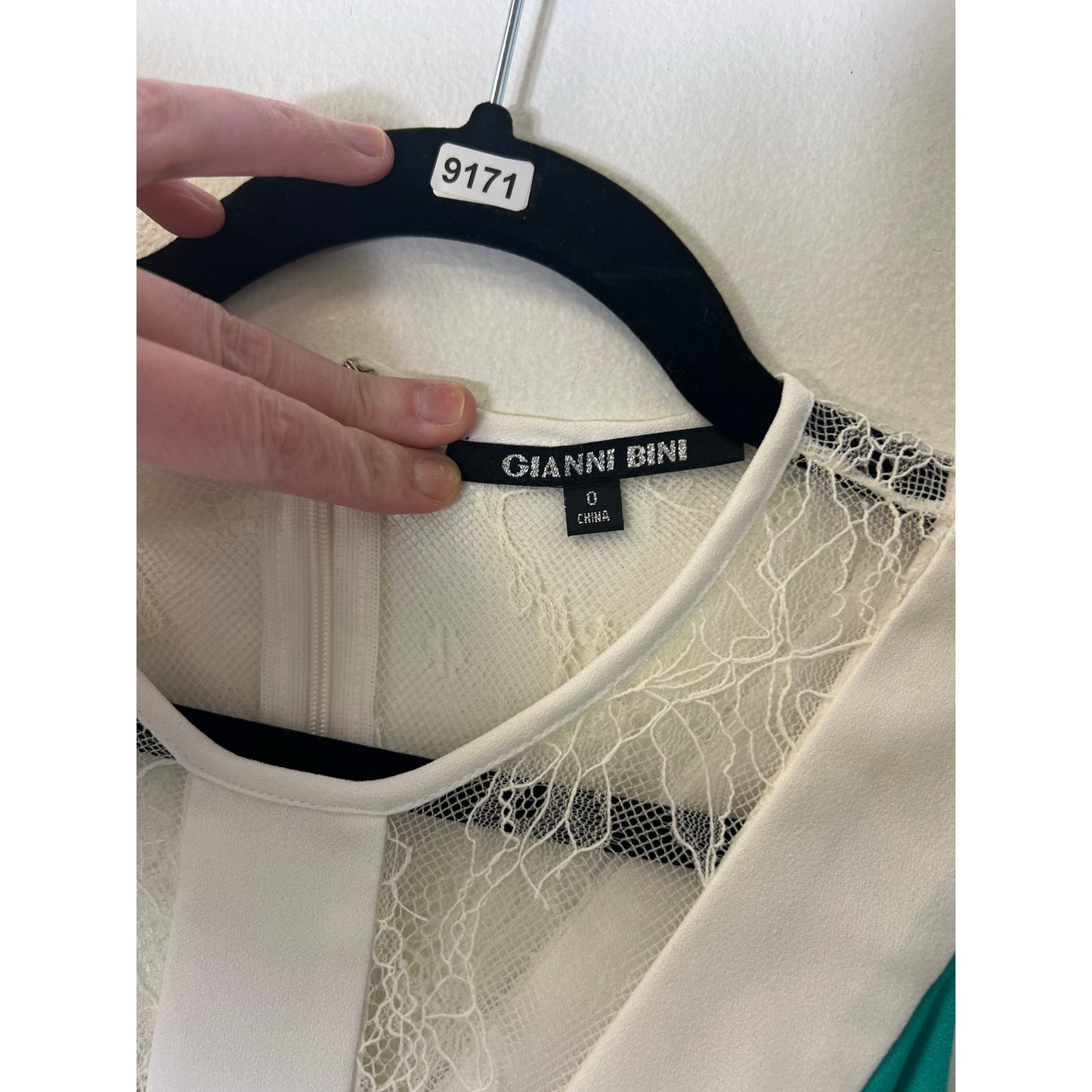 Gianni Bini Teal and White Lace Mini Sleeveless Dress Sz 0