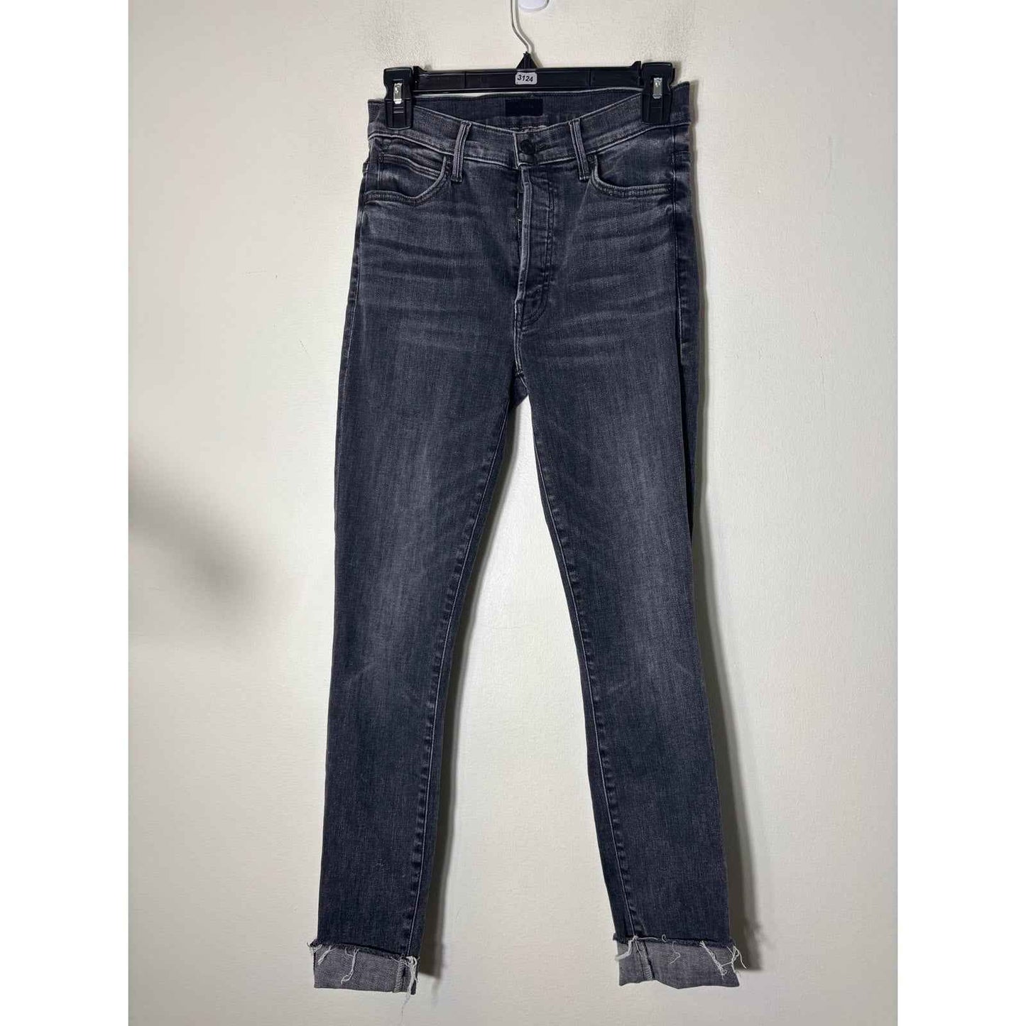 Mother Black Denim Skinny Ankle Button Fly Jeans Sz 26
