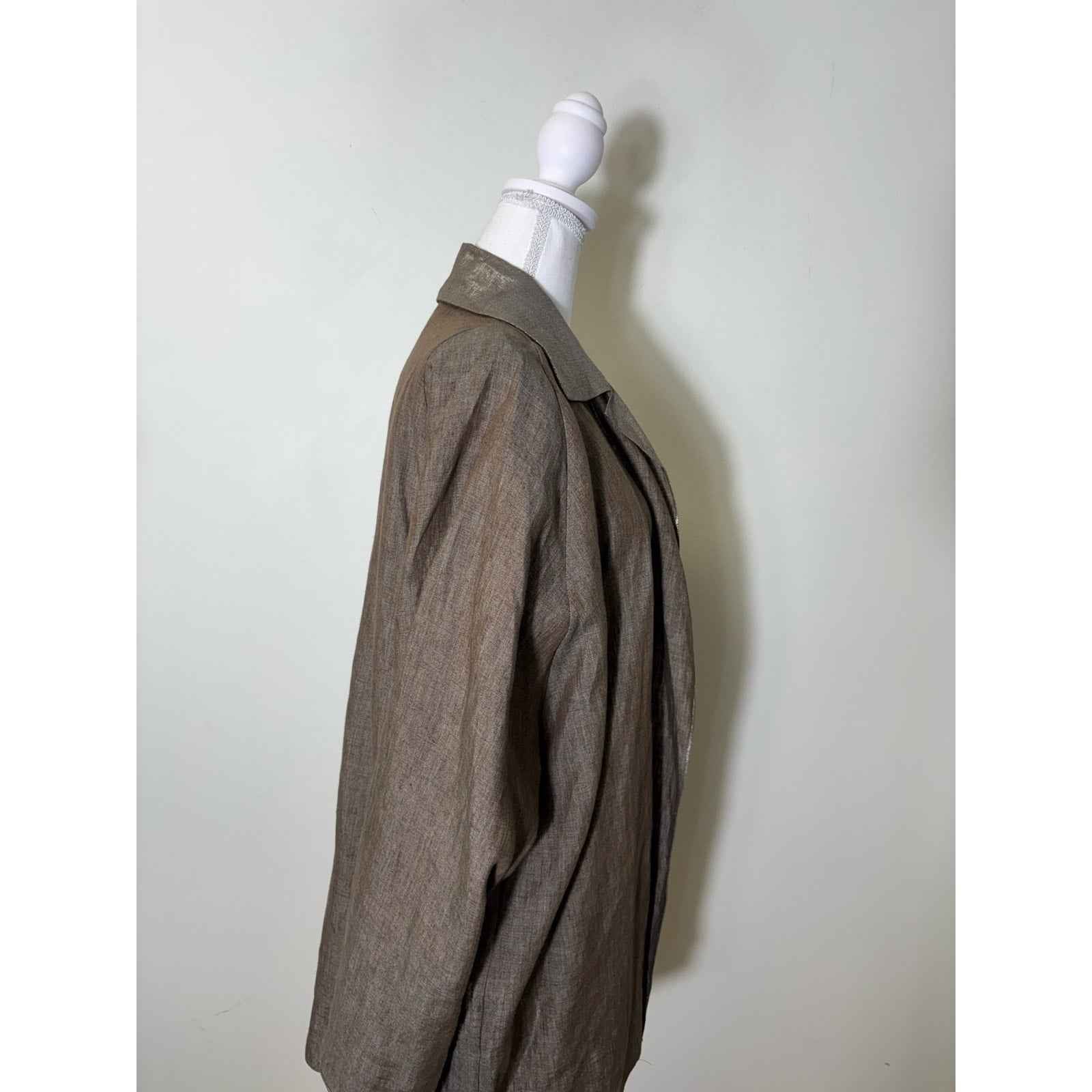NWT Shamask Dark Taupe Metallic Open Front Shirt Style Cardigan Sz 3
