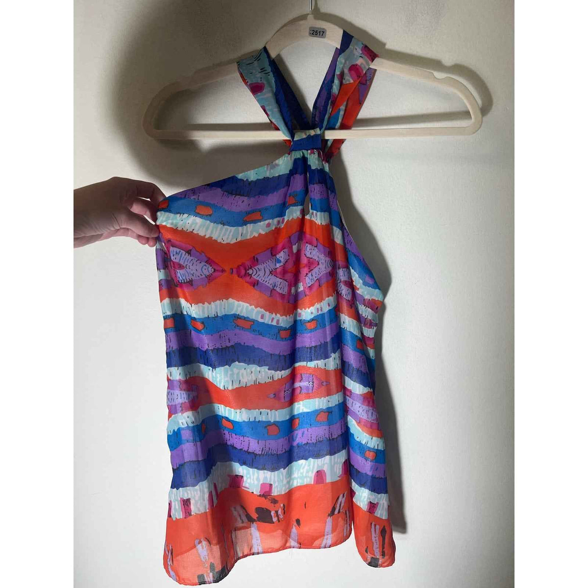 Joy Joy Multicolor Stripe Pattern Halter Top Sz S