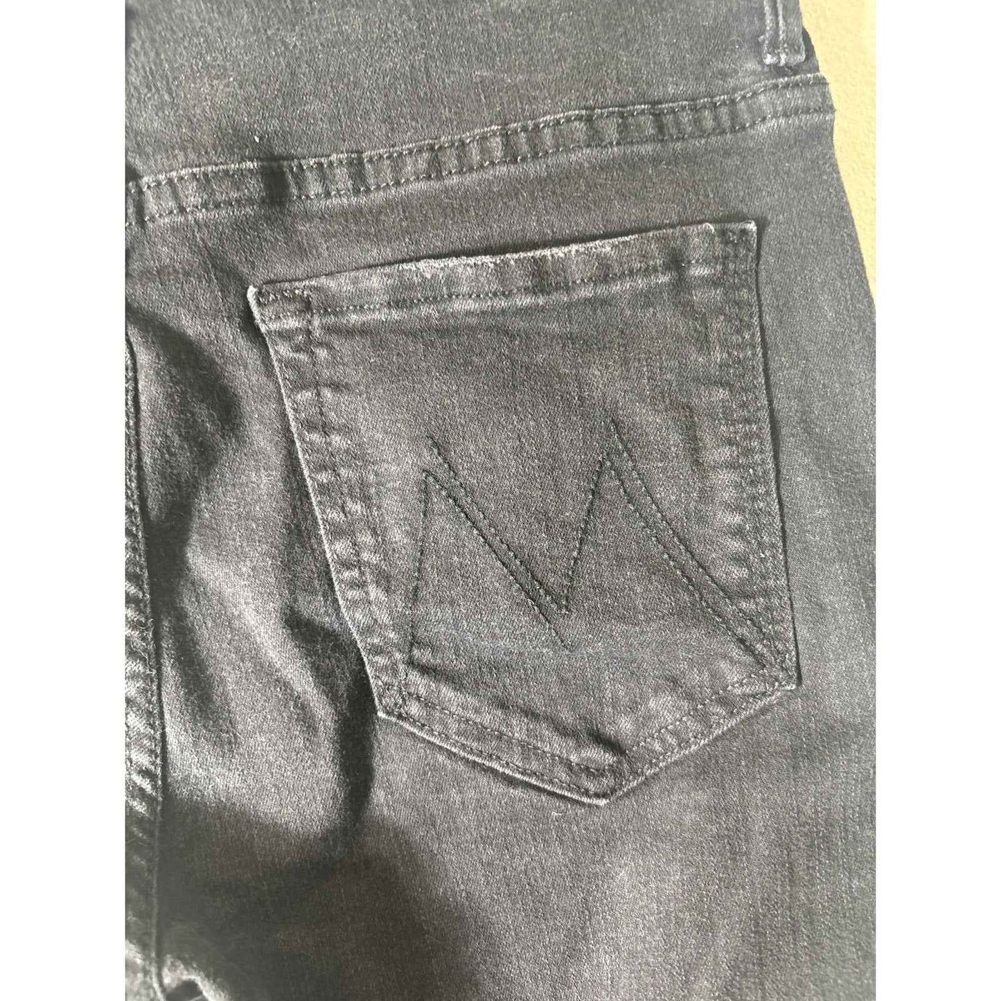 Mother Black "The Crop Step Fray" Straight Leg Denim Jean Sz 29