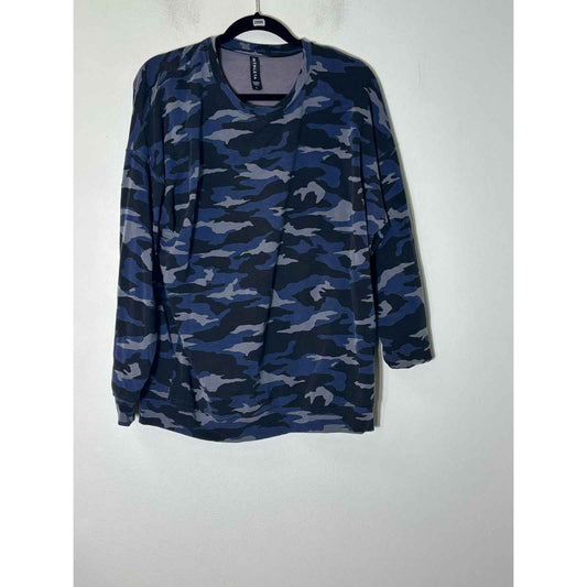Athleta Navy Black Camo Long Sleeve Light Weight Sweatshirt Sz L