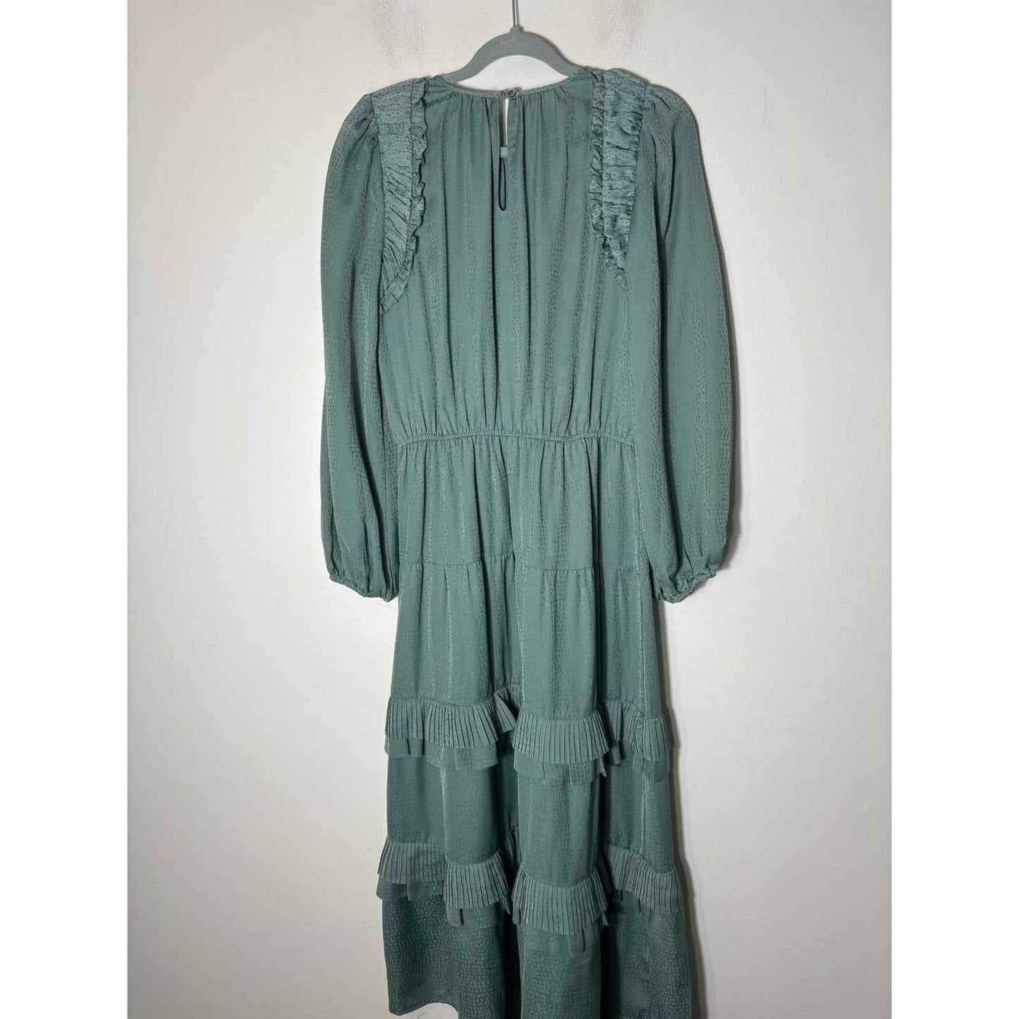 Current Air Teal Silky Ruffled Maxi Dress Sz XS