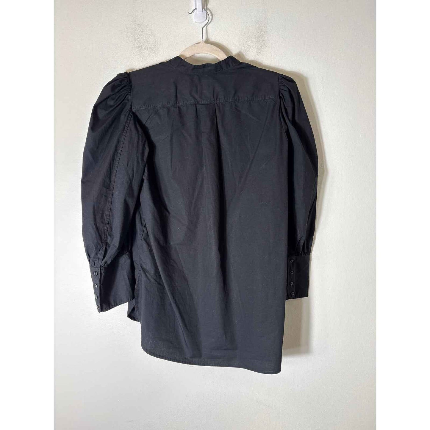 Gap N'GAI Black Pin Tuck Front Long Sleeve Cotton Shrt SZ S