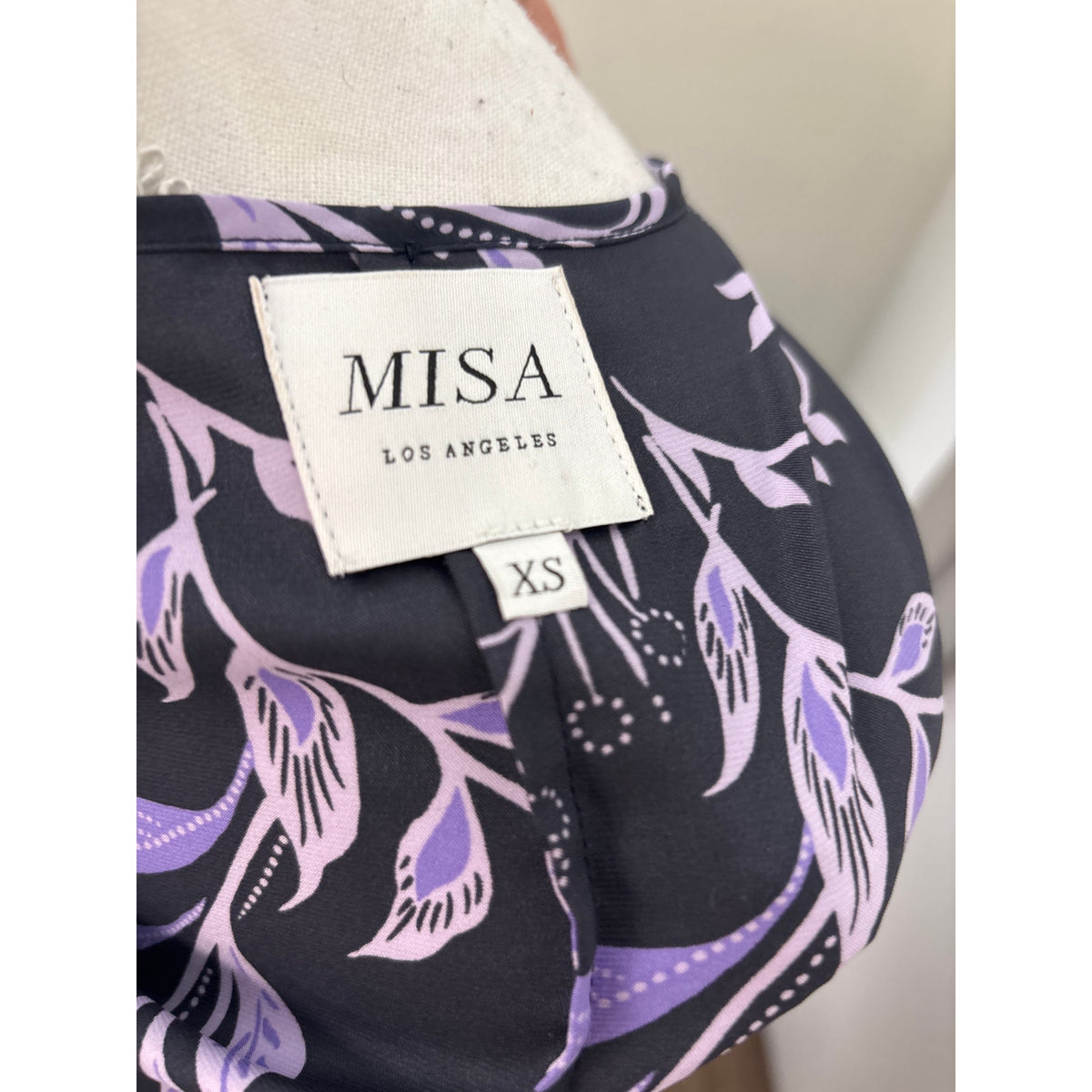MISA Los Angeles Purple Floral Wrap Midi Dress Sz XS