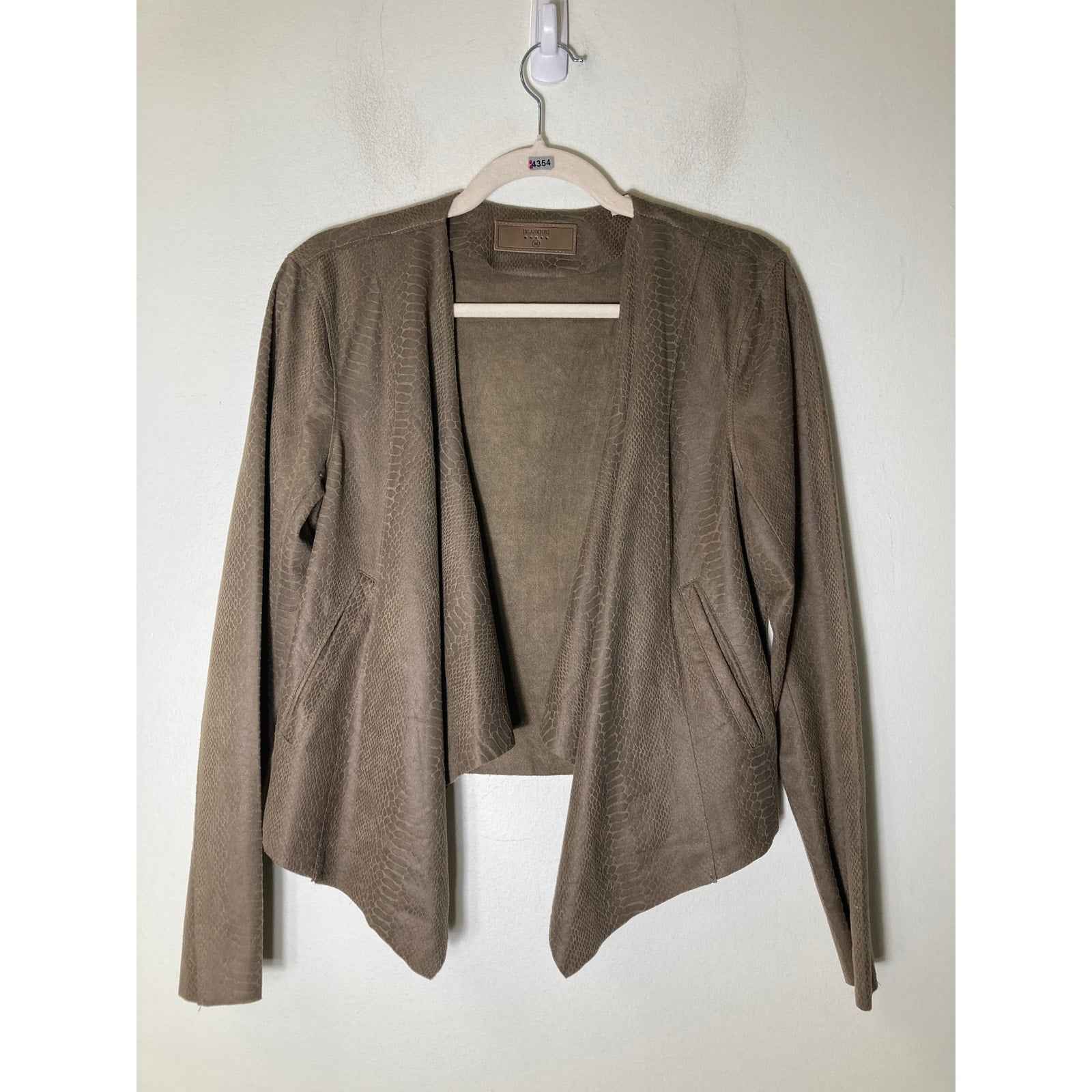 BLANKNYC Grayish Brown Long Sleeve Snakeskin Open Front Jacket Sz M