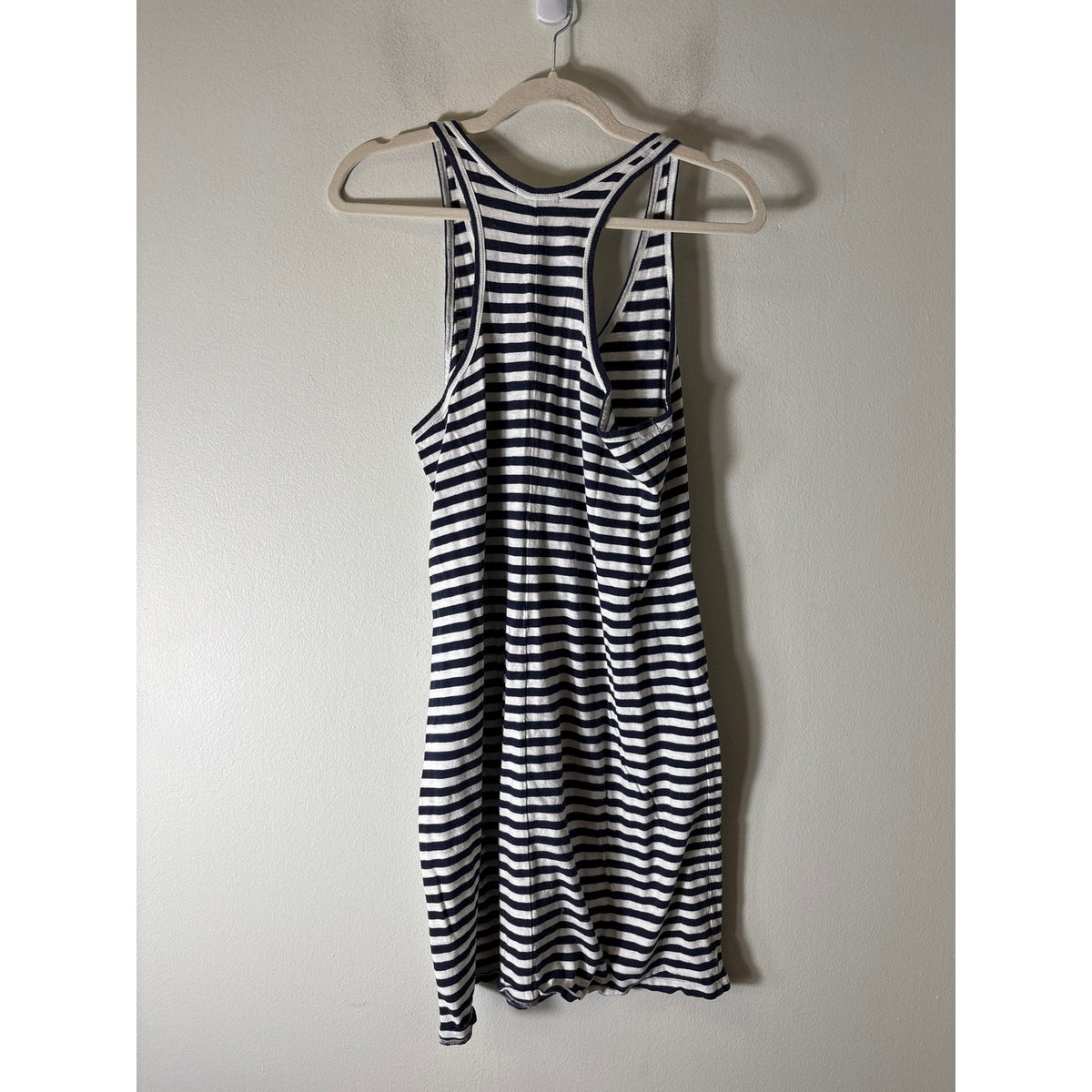 J. Crew Navy White Stripe Cotton Racerback Tank Dress Sz L