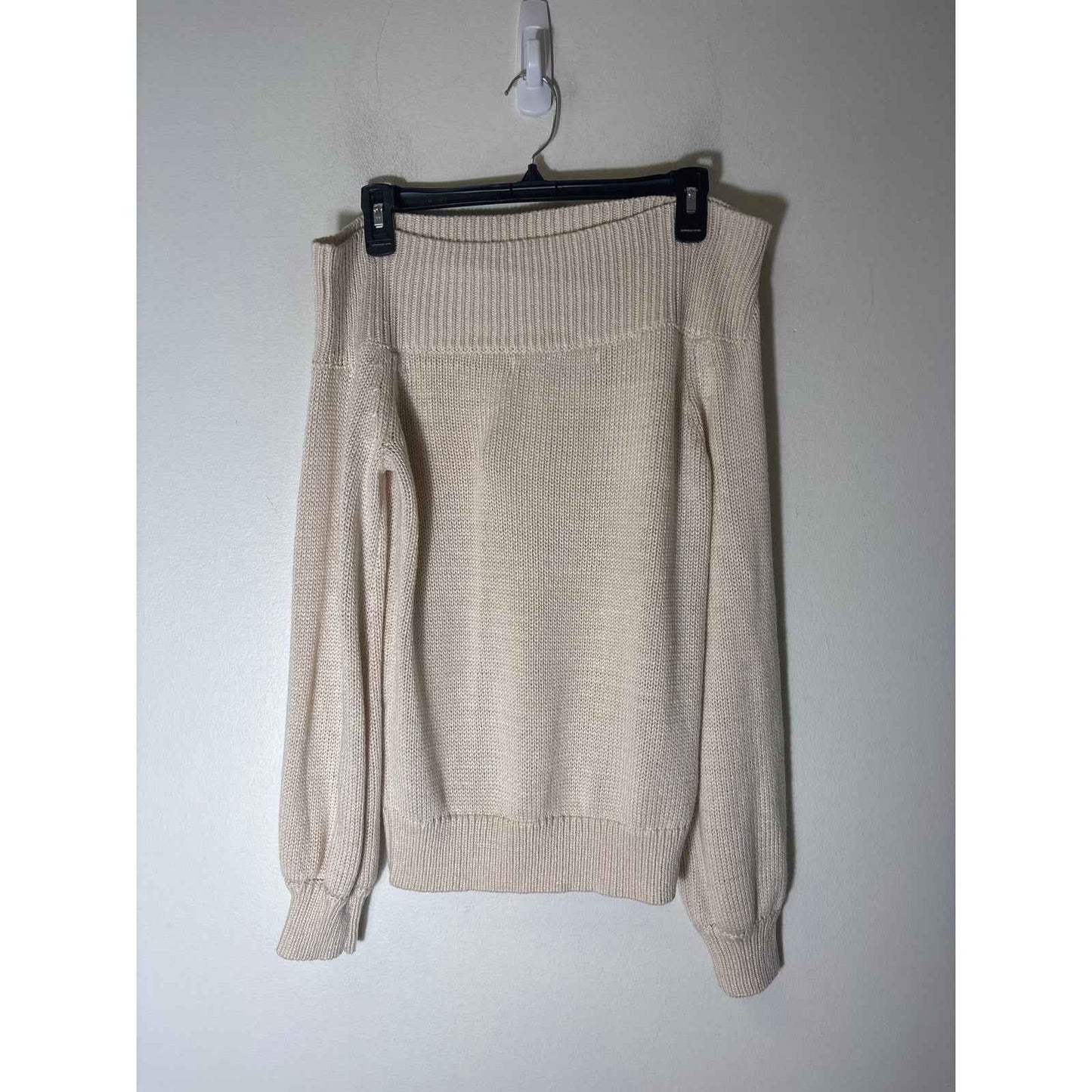 Lovers + Friends Beige Long Sleeve Off the Shoulder Knit Sweater Sz S