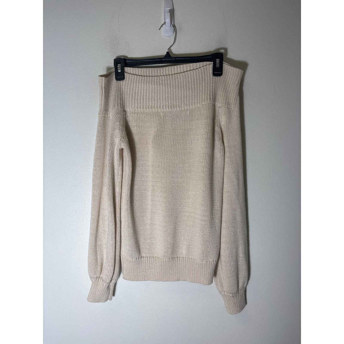 Lovers + Friends Beige Long Sleeve Off the Shoulder Knit Sweater Sz S