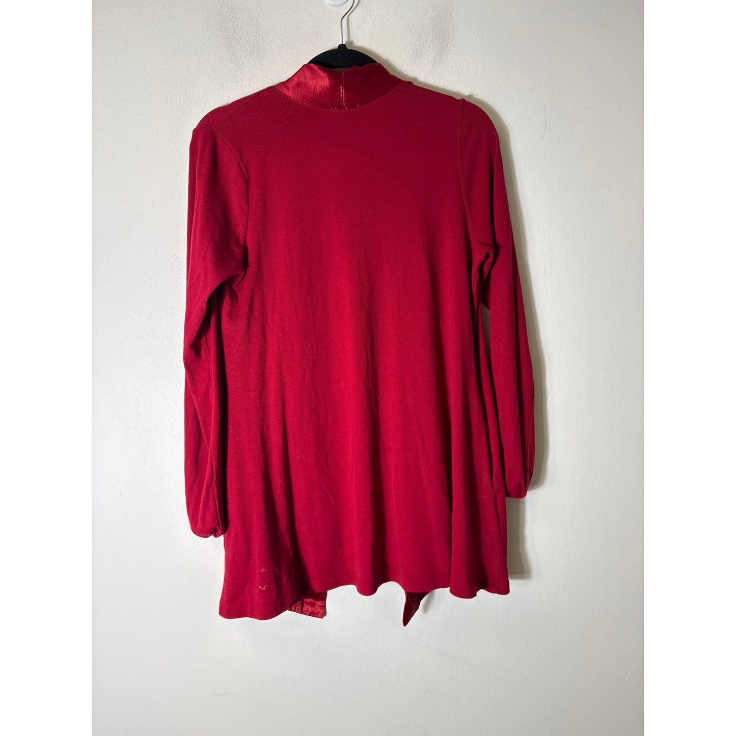 PJ Harlow Red Knit Satin Trim Cardigna XS/S