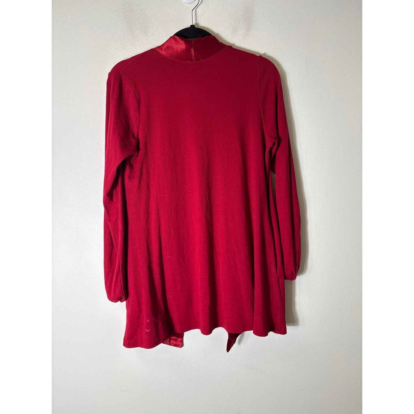 PJ Harlow Red Knit Satin Trim Cardigna XS/S