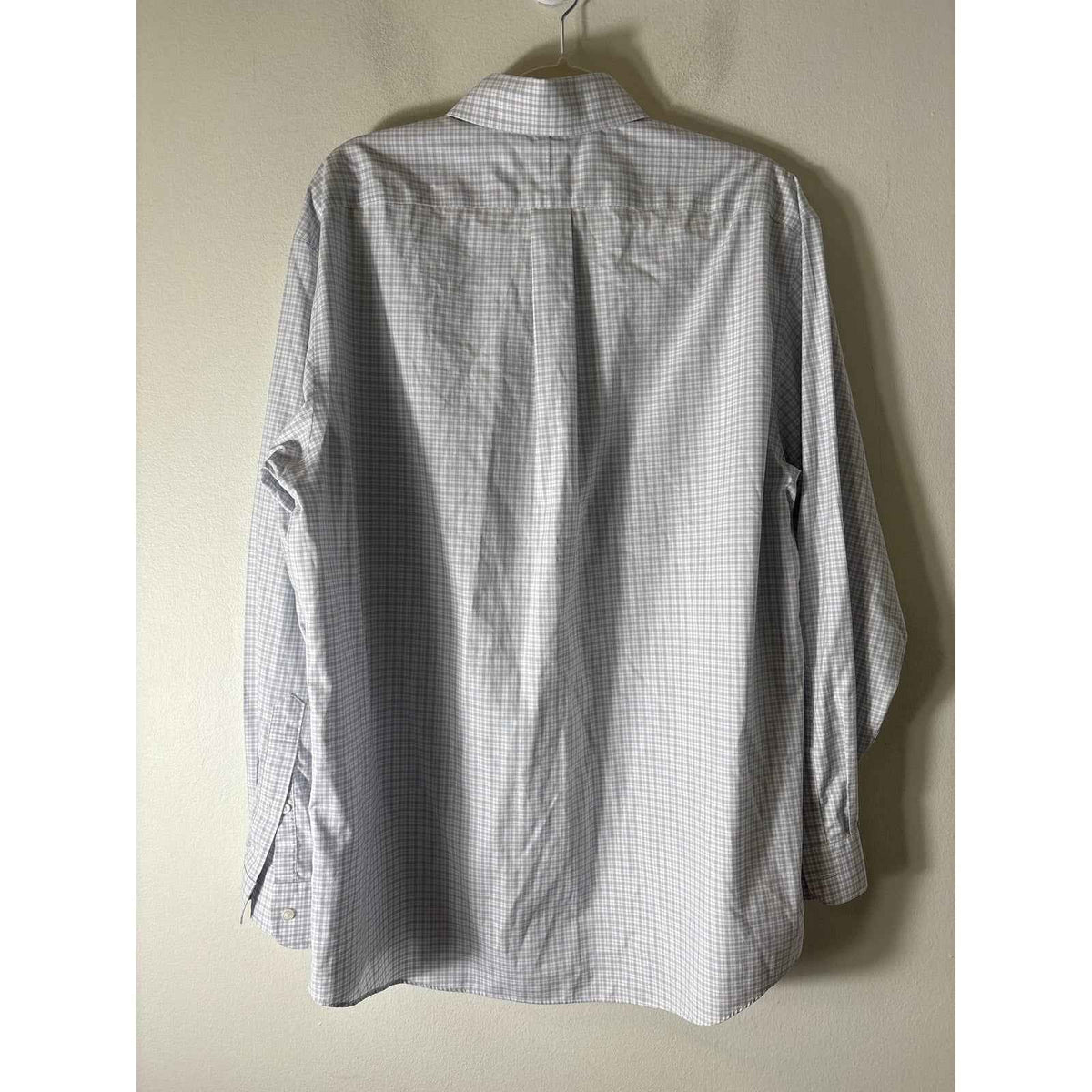 Jos. A Bank Gray and Blue Plaid Long Sleeve button Down Shirt Sz 16.5-35