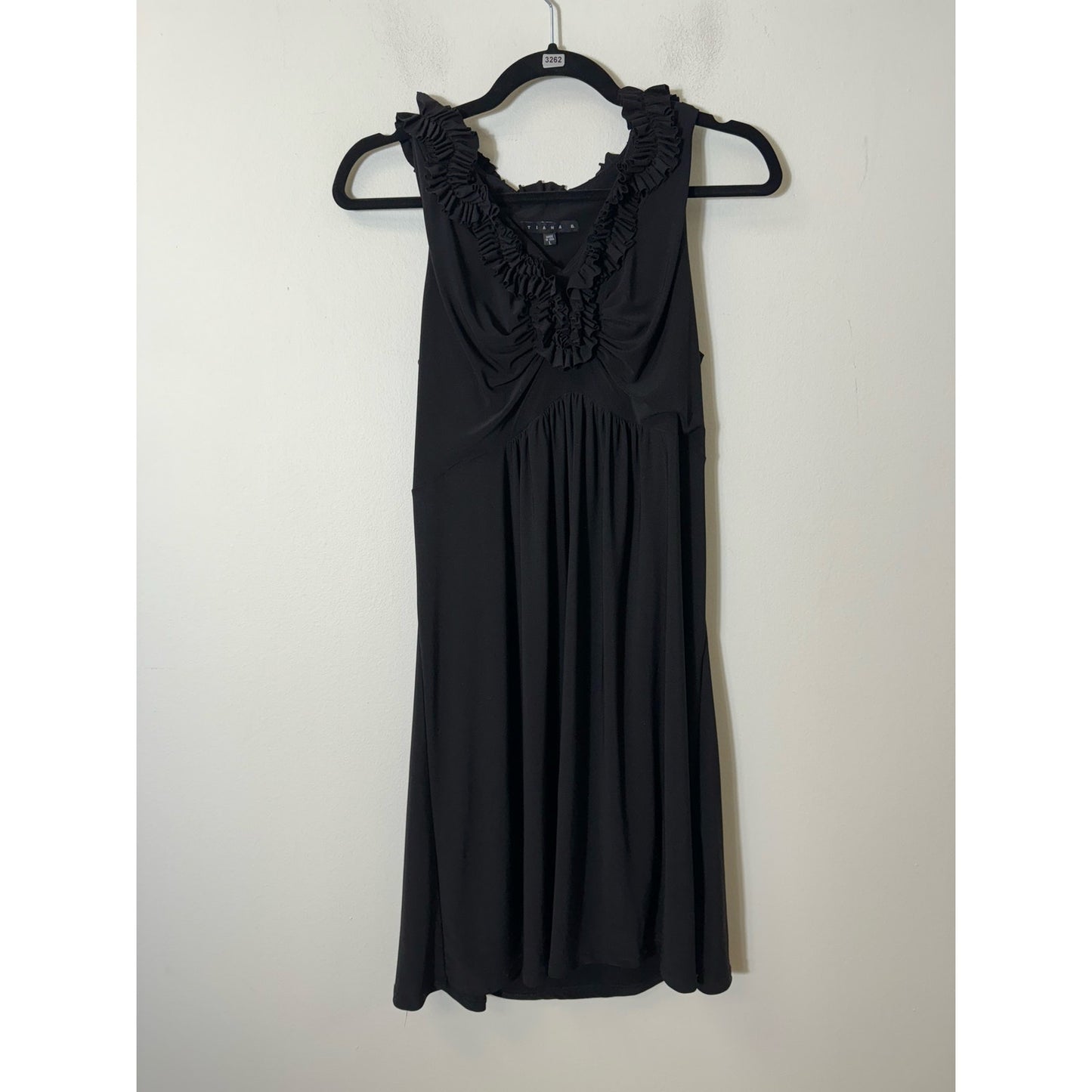 Tiana B. Black Sleeveless V Neck Knee Length Dress Sz L