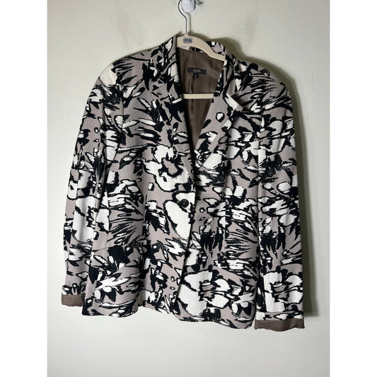Zanella Black Gray White Floral JAcket Sz 12