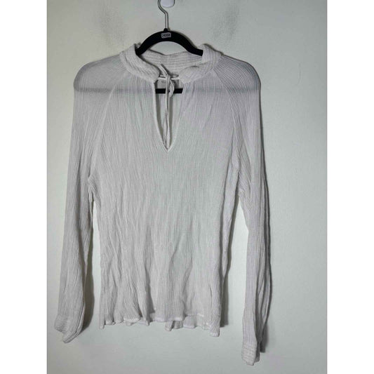 Brochu Walker White Long Sleeve Accordian Style Shirt Ties at the Neck Sz L