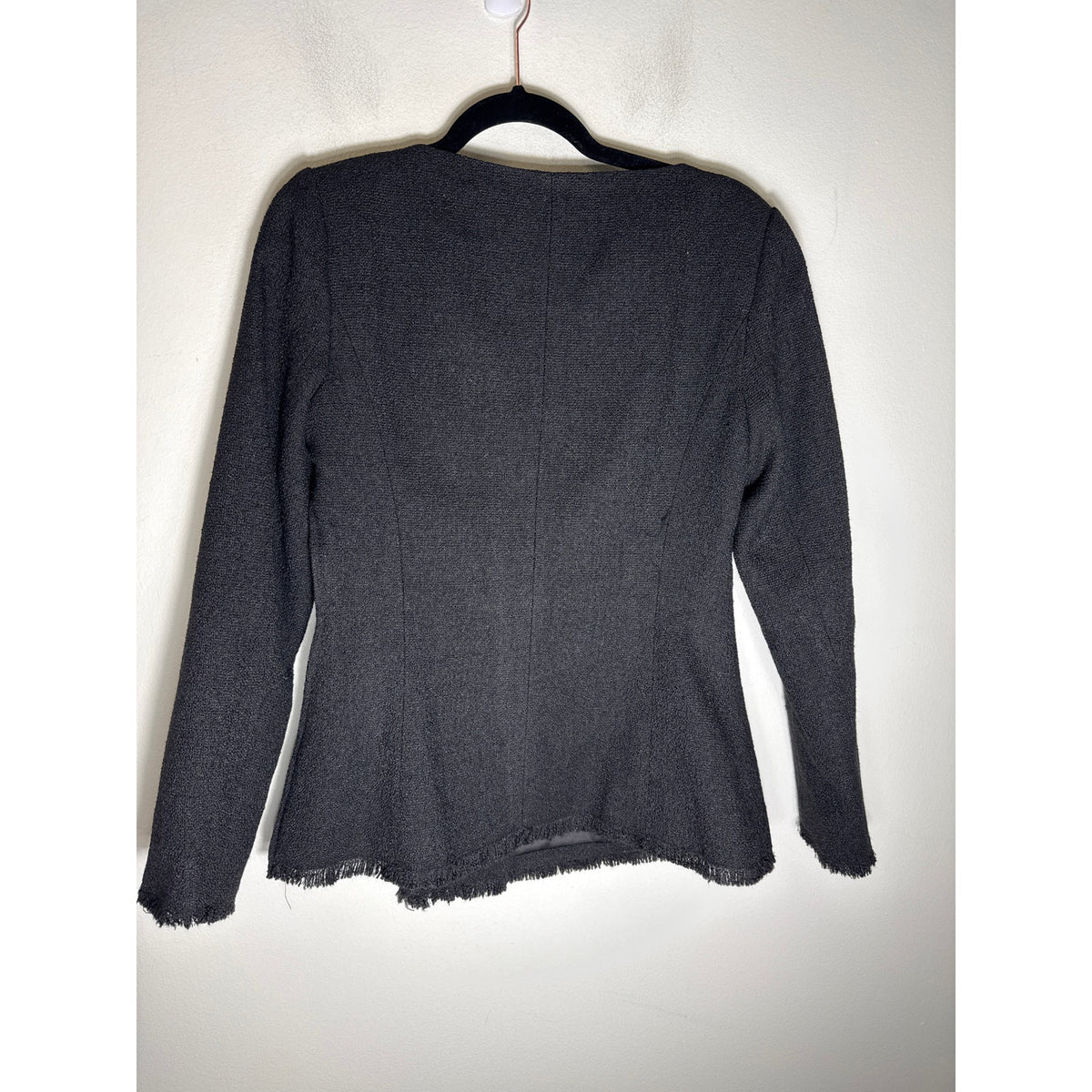 Reformation Black Tweed With Gold Rose Button Jacket Sz 8