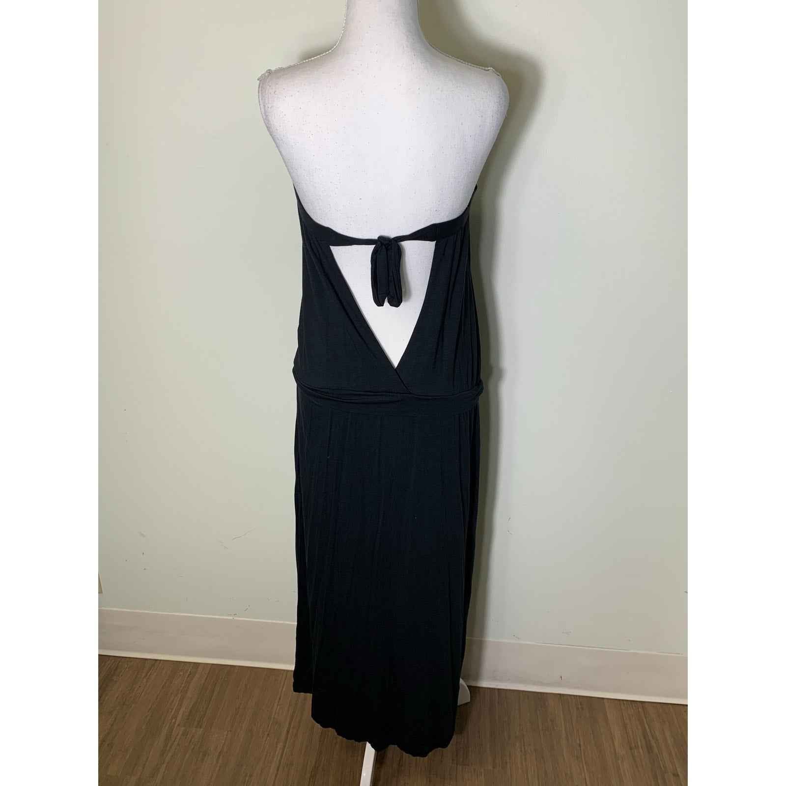 Trina Turk Black Knit Strapless Keyhole Back Blouson Maxi Dress Sz S