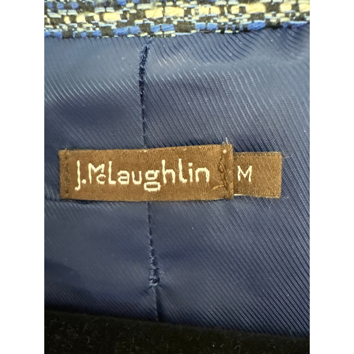 J.McLaughlin Blue and White Tween Fringed Coat Sz M