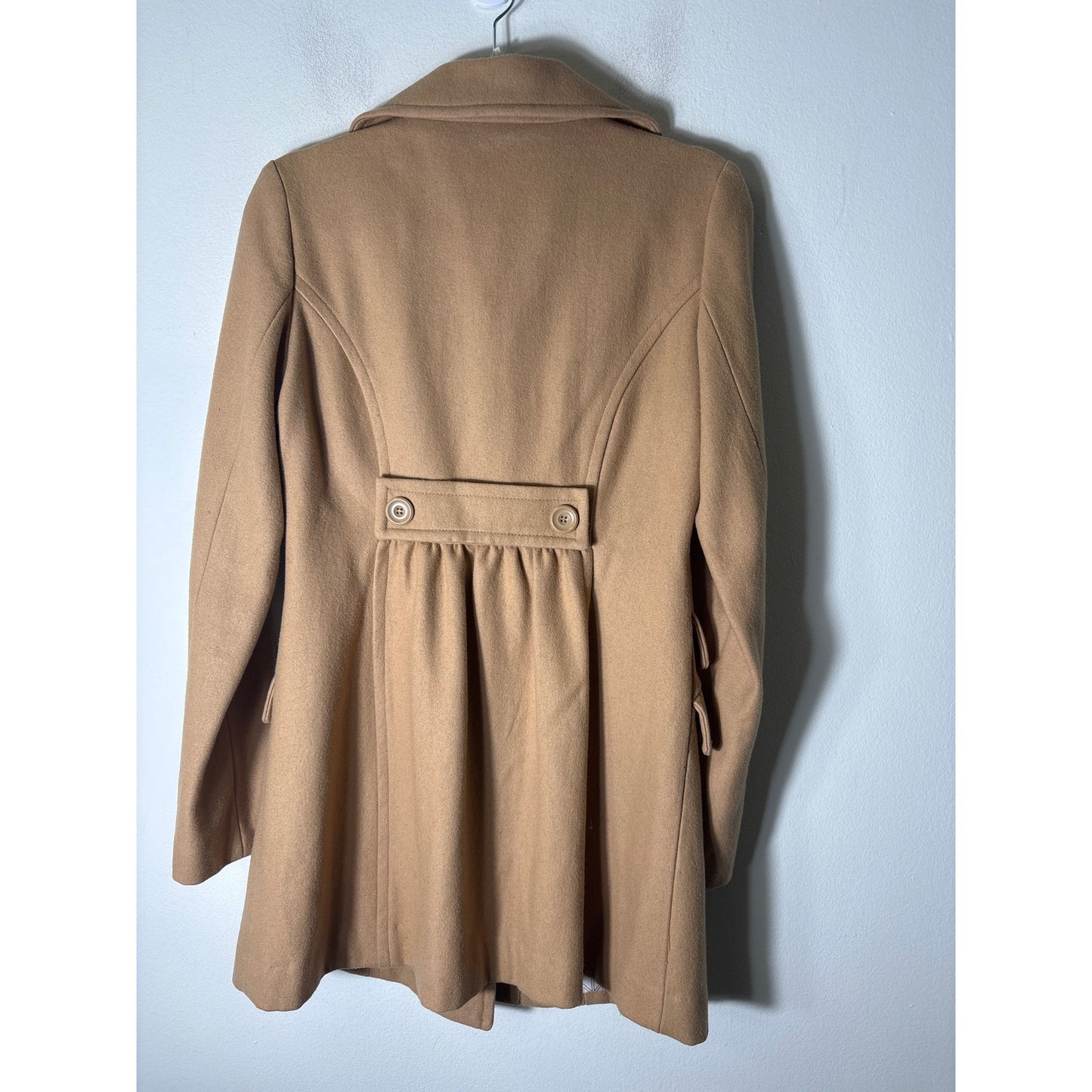 Anthropologie Tulle Camel Colored Long Sleeve Wool/Viscose Blend Long Jacket S