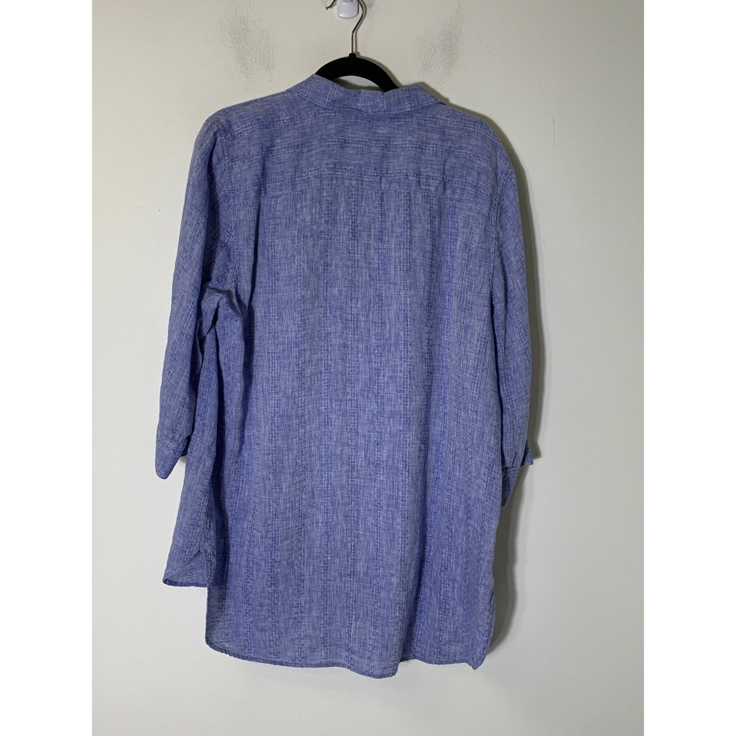 Chicos Chambray Long Sleeve No Iron Shirt Sz 3 (XL)