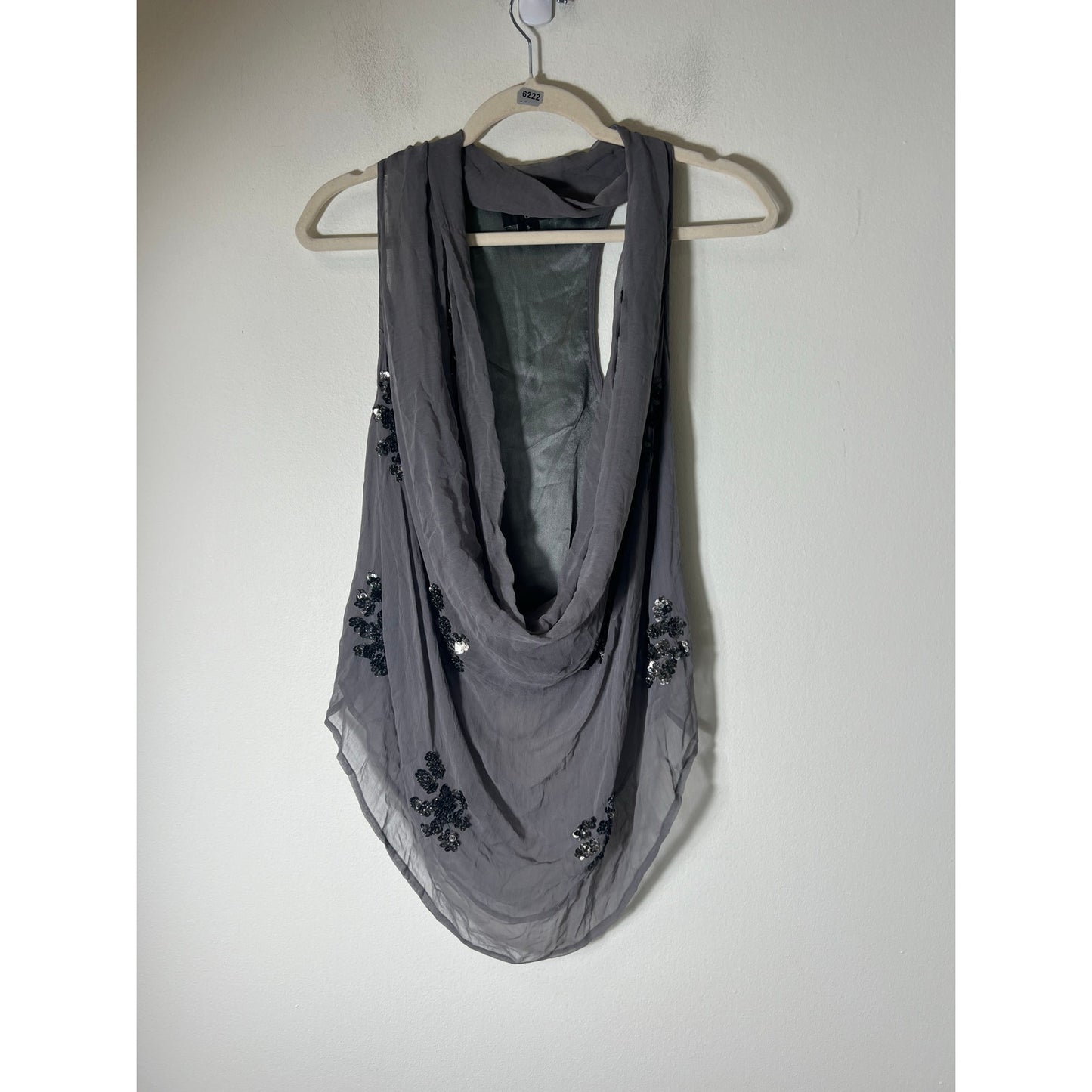 Graylin Gray Sleeveless Sequined Blouse Sz S