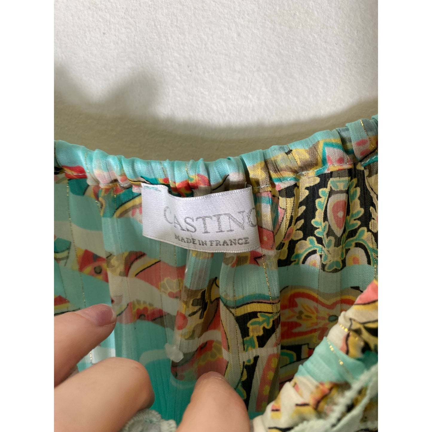 Casting Tuqoise Floral Blouse Off The Shoulder Sz M