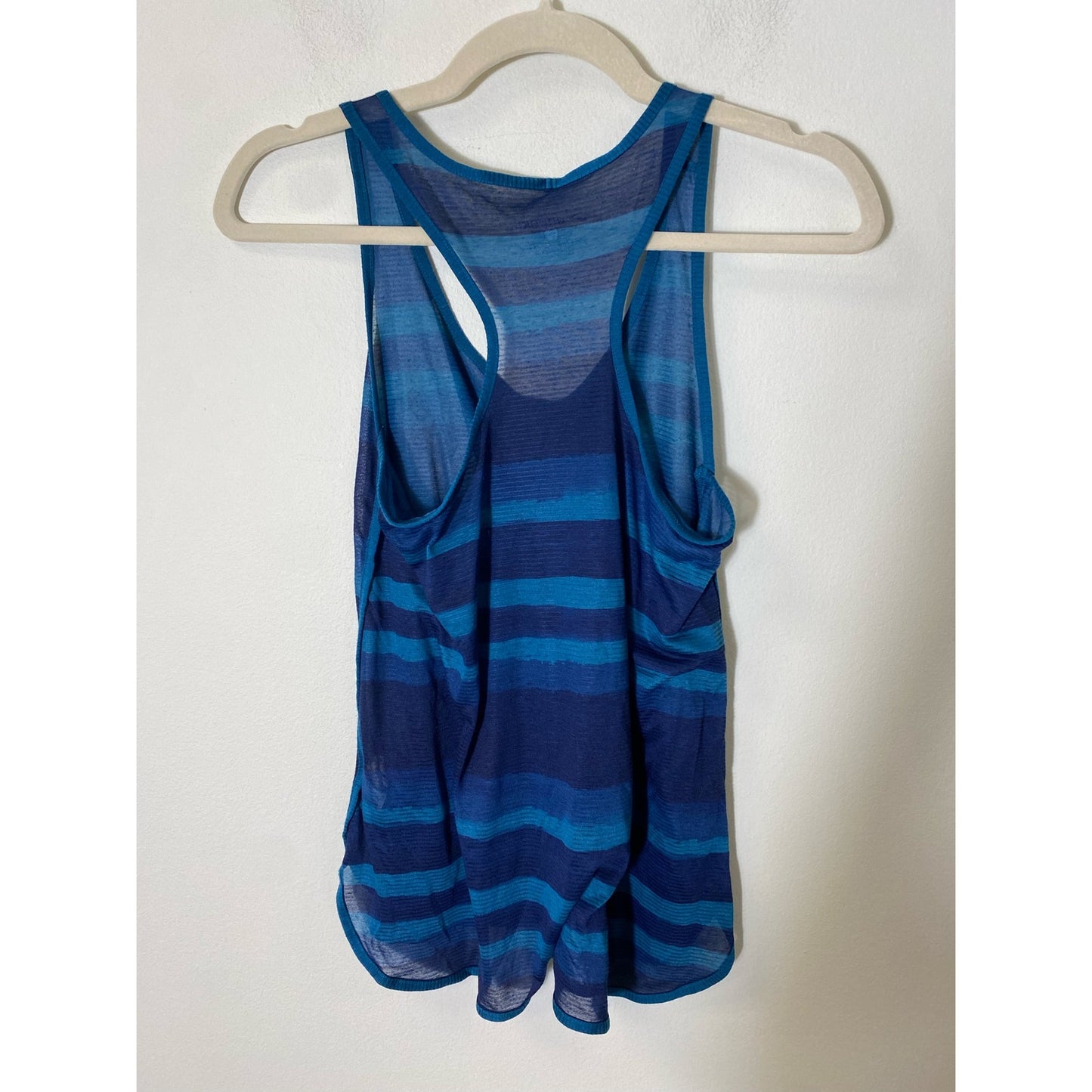Brooks Drilayer Technology Blue Striped Athletic Racerback Tank Sz S