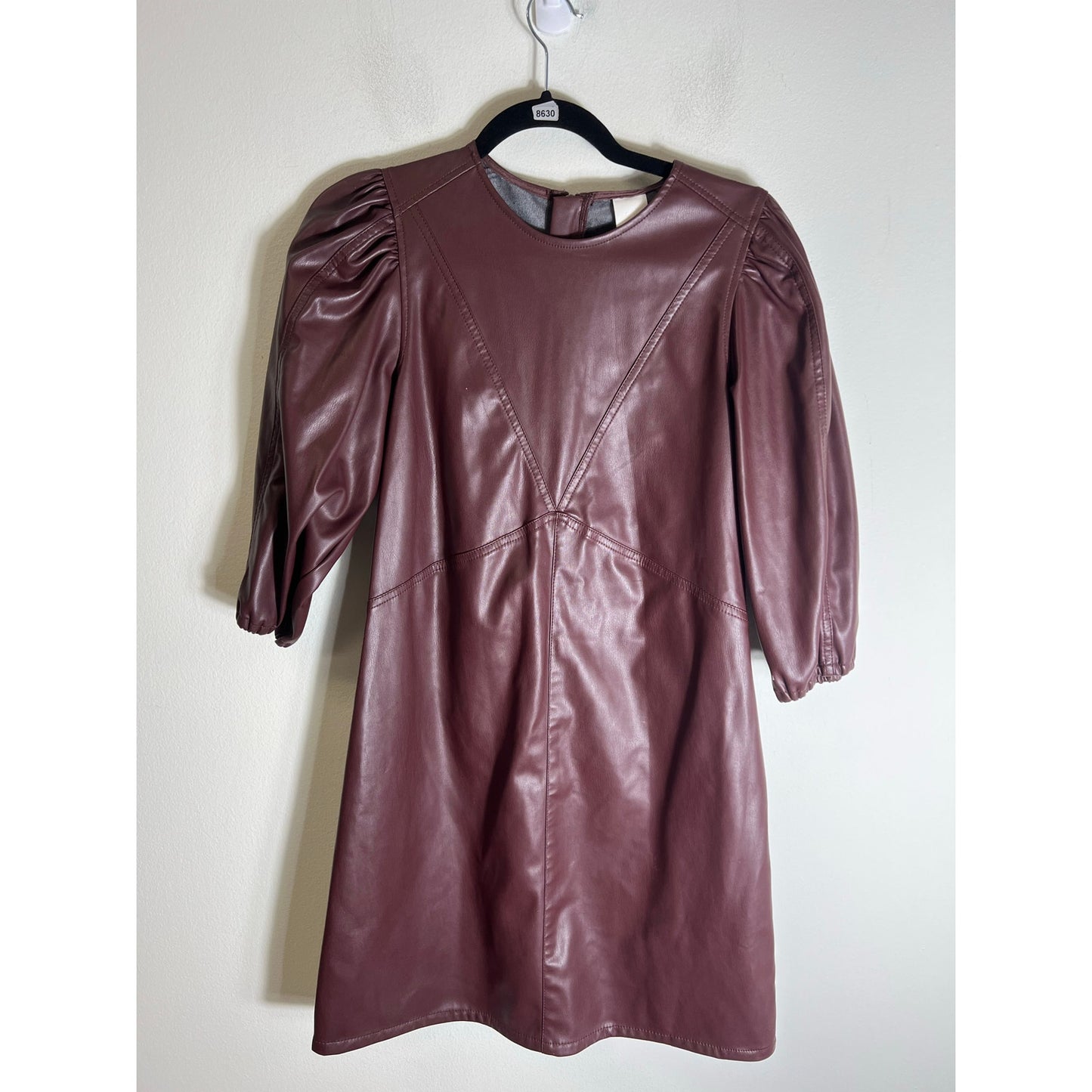 H& M Ox Blood Faux Leather Mini Dress Sz s