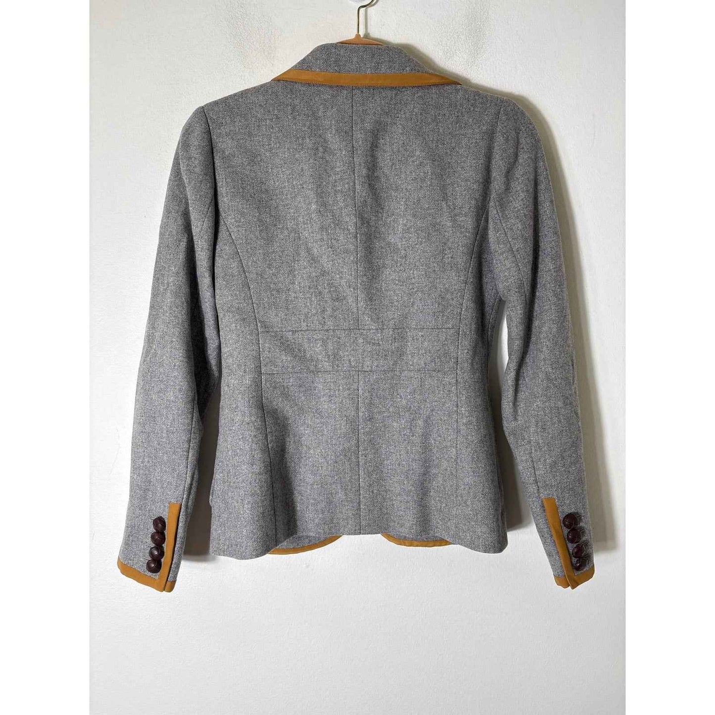 J.Crew Charcoal W Camel Trimmed Blazer Sz 0