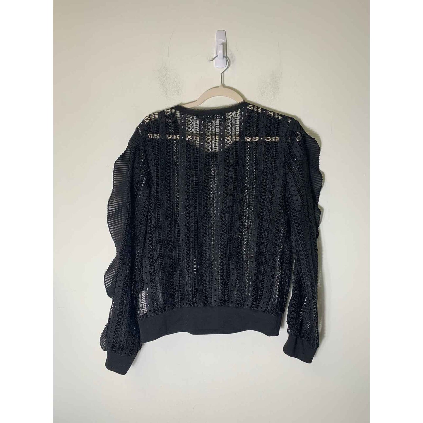 Endless Rose Black Long Sleeve Mesh Blouse Sz L