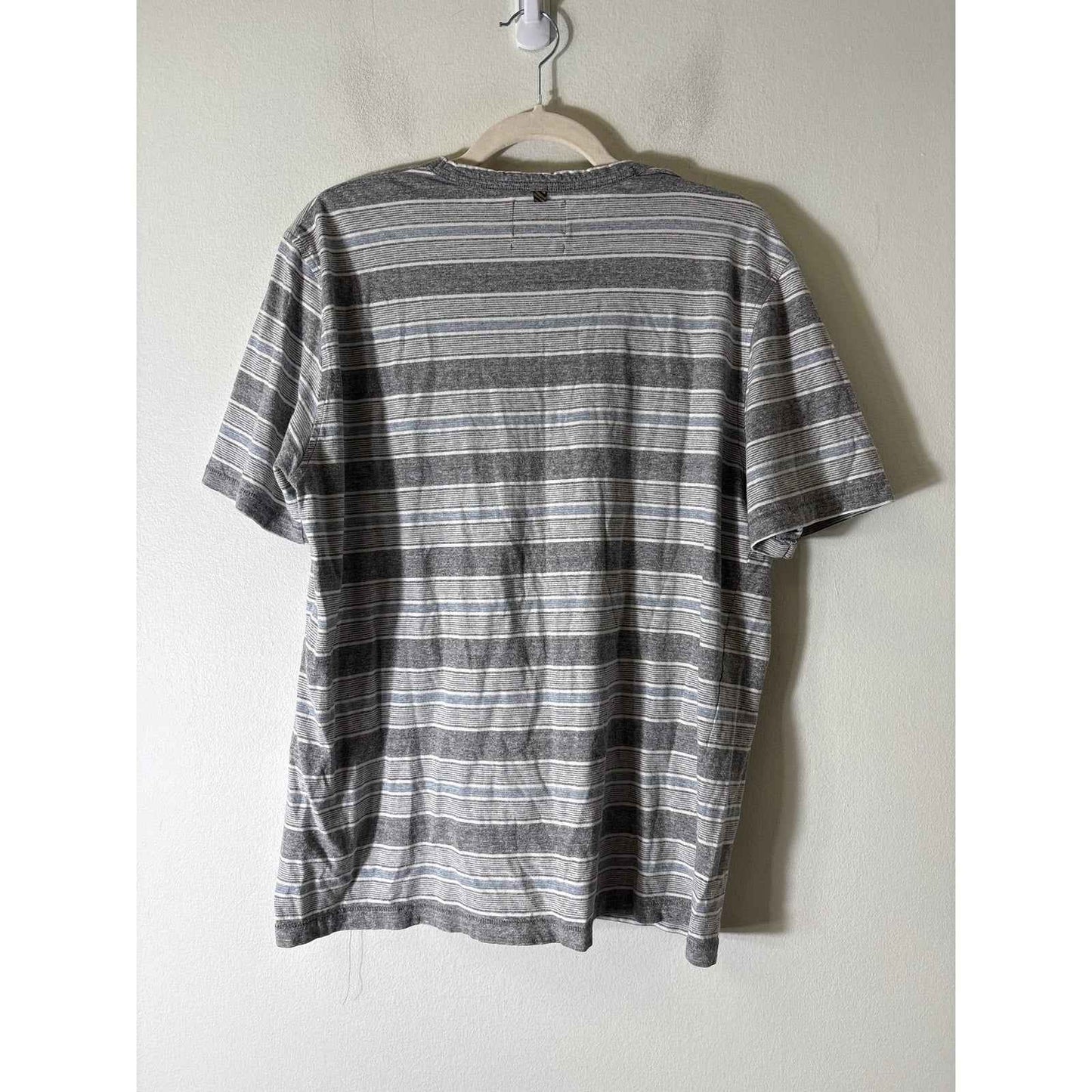 Men's Billy Reid Gray Stripe Short Sleeve Shirt Sz L