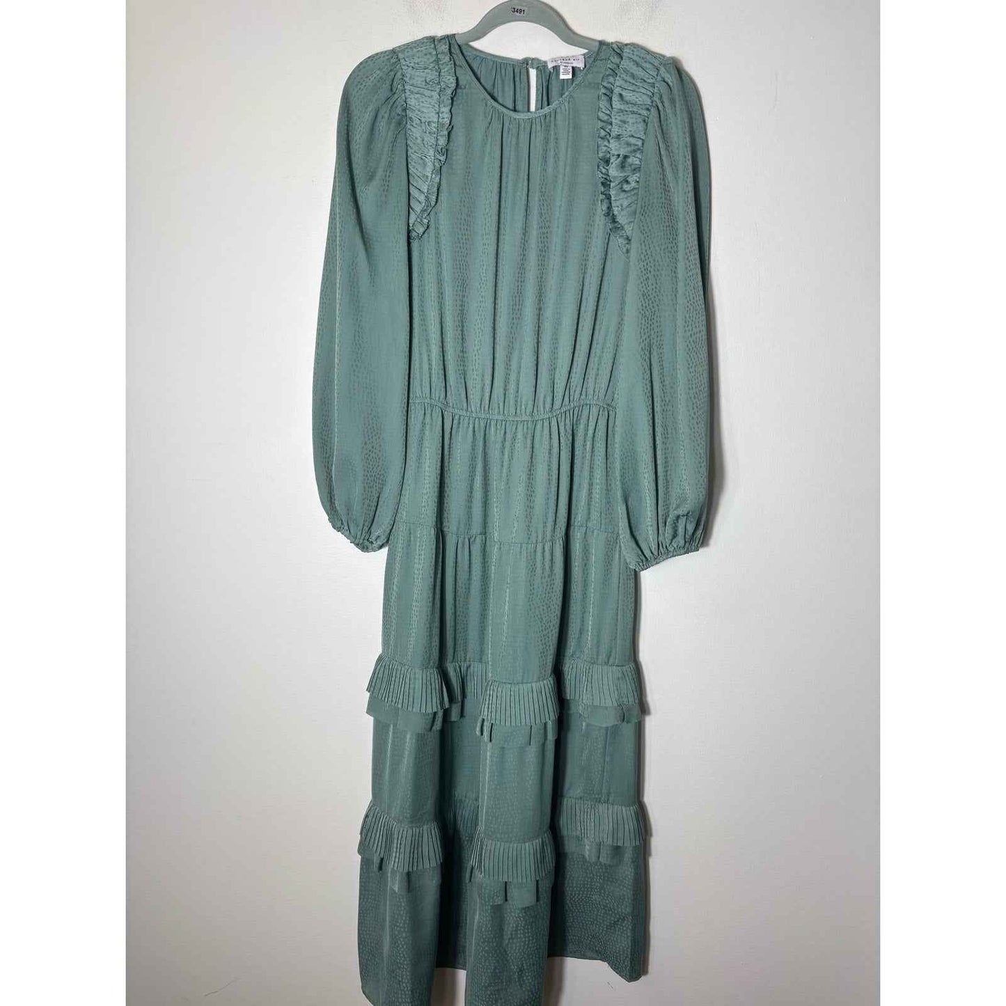 Current Air Teal Silky Ruffled Maxi Dress Sz XS