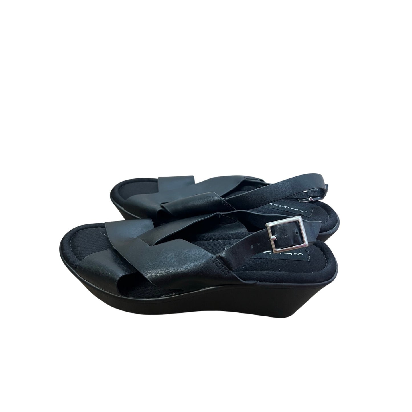 Steven by Steve Madden Black Criss Cross Wedges Sz 8