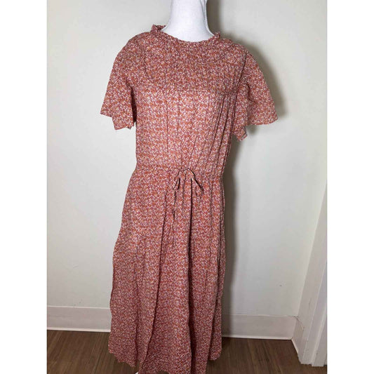 Travota Orange, yellow Floral Maxi Flutter Sleeve Dress Sz M