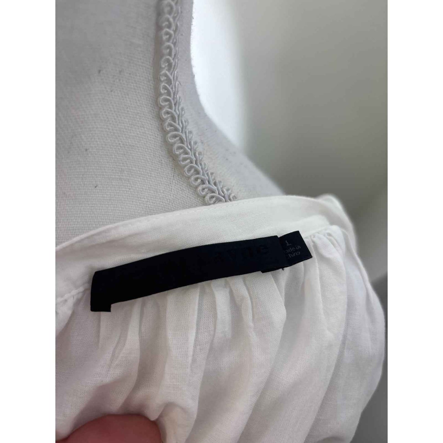 Jenni Kayne White Cap Sleeve Box Style Button Up Top Sz L