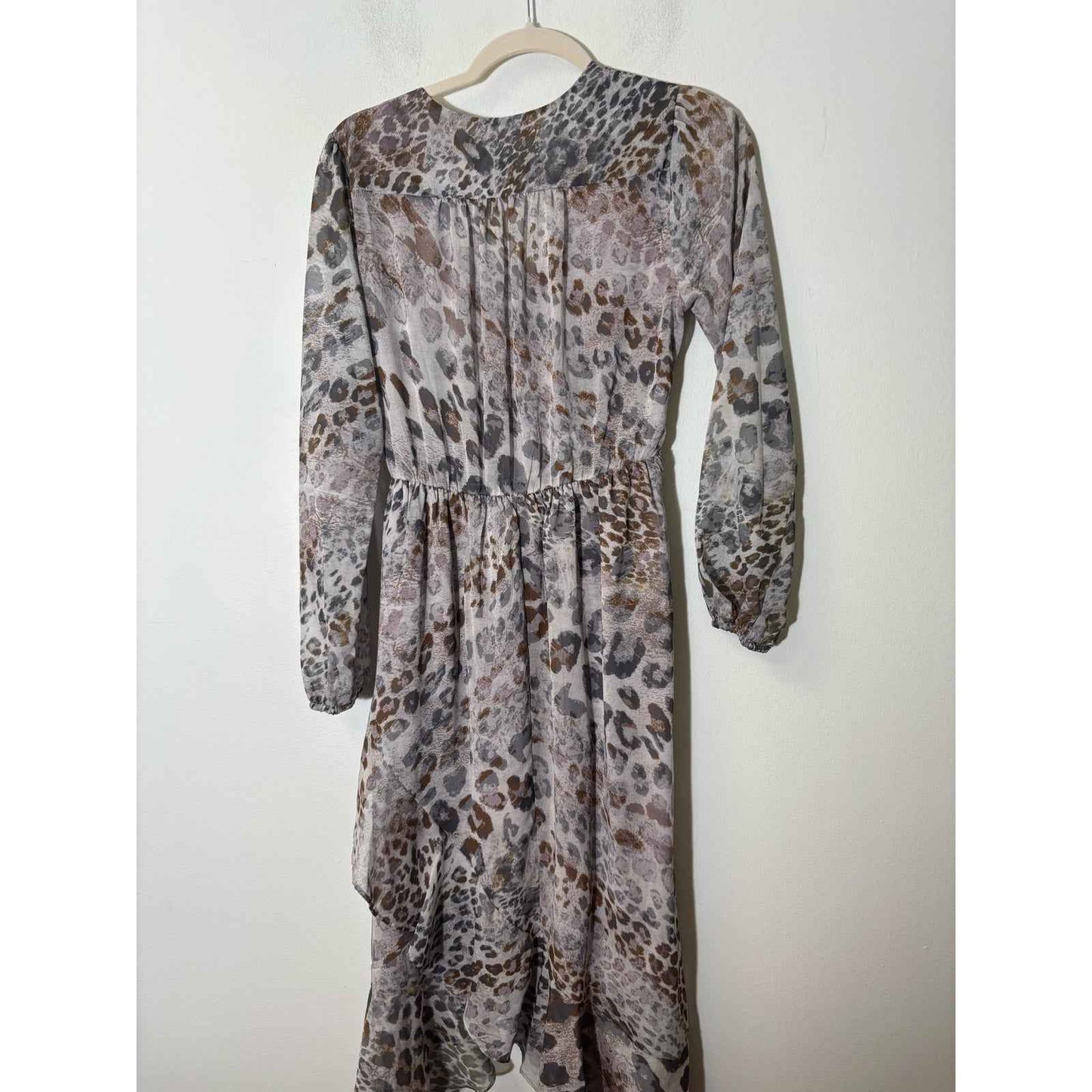 NWT Mystree Gray Leopard Print Maxi Dress Sz S