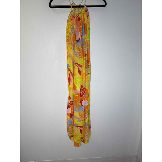 C and C California Yellow Floral Sleeveless Maxi Dress Sz M